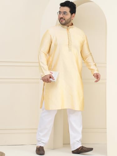 Image of SOJANYA Plus(Since 1958), Men's Silk Blend Self Design ONLY Long Kurta