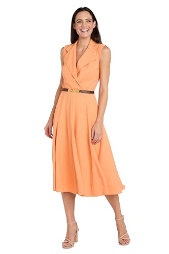 Image of R&M Richards Women's Elegant Wrap Shirt Dress W /Belted Waist - Flattering Fit & Flare Silhouette for Day to Evening Wear