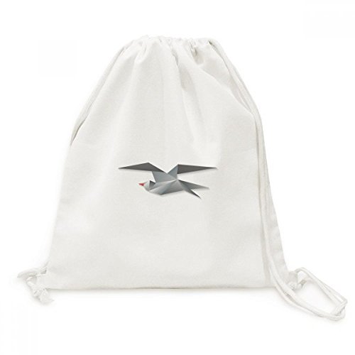Sac en toile avec cordon motif origami corbeau, la solution légère anti-encombrement