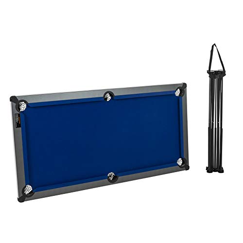 TRIUMPH Sports 6’ Portable Pop Up Folding Pool/Billiard Table with Folding Legs, Instant Assembly and Accessories Included, Blue, 72" (45-6051W)