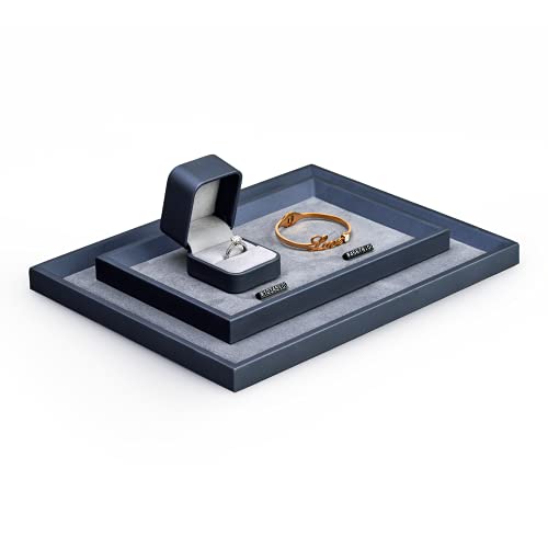 Oirlv Premium Leather Flat Jewelry Tray Jewelry Display Organizer Valet Tray for Nightstand or Dresser Organizer(Medium)