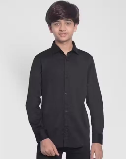 Latest Stylish Black Colour Shirt for Boys Black 12-13 Years - Image 3 thumbnail