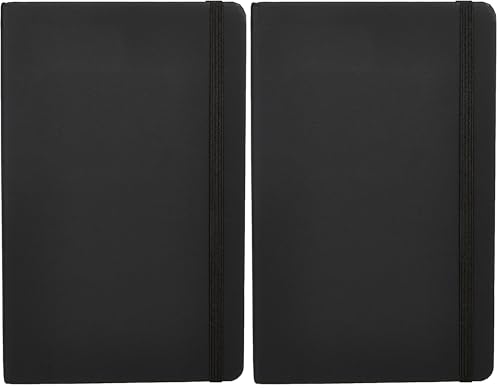 Image of Amazon Basics Classic Grid Notebook for Writing and Note Taking, Hardcover, Graph Ruled, 240 Pages, 5 inch x 8.25 inch, Black (Pack of 2)