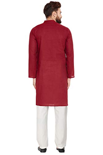 Image of Men's Pure Cotton Solid Kurta Pajama Set Mandarin Collar Casual Yoga Dress