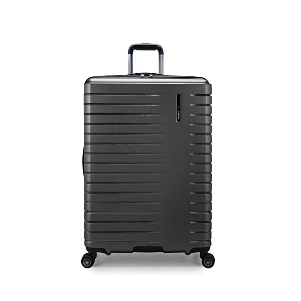 Travelers Choice Archer Polycarbonate Hardside Spinner Luggage Set Tie Down Straps Grey Checked 29 Inch