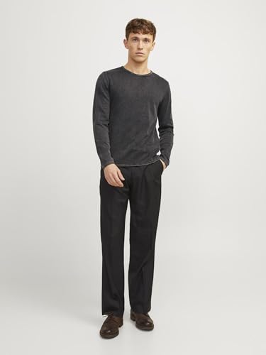 Pull jjeleo knit crew neck noos jack & jones gris caviar taille m homme
