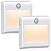 Veilleuse LED Automatique[Lot de 2], Veilleuse avec Détecteur de Mouvement, Lampe de Placard Adhésive Blanc Chaud pour Couloir,Escalier,Cuisine,Armoire,Alimenté via Batterie