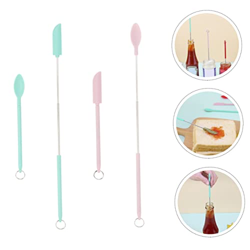 Mini spatule rétractable silicone Cabilock | Set de 4 grattoirs à crème dessert