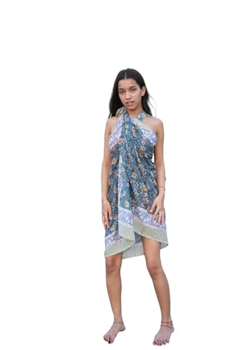 Bohemian Block Print Sarong – Lightweight Cotton Beach Cover-Up Boho Resort Cover Up – Block Printed Cotton Sarong