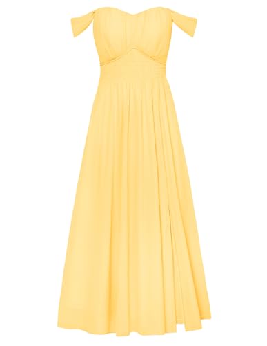 Image of GRACE KARIN 2026 Women's Summer Floral Wedding Guest Dress,Beach Flowy A Line Maxi Off Shoulder Bridesmaid Dresses