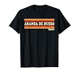 aranda de duero tiempo 14 dias Diseño de estilo retro de los años 80 con Aranda de Duero España en tipografía clásica vintage con cálidos detalles de rayas inspirados en el atardecer. Perfecto para cualquier persona que disfrute de gráficos icónicos de viaje y estética retro nostálgica.