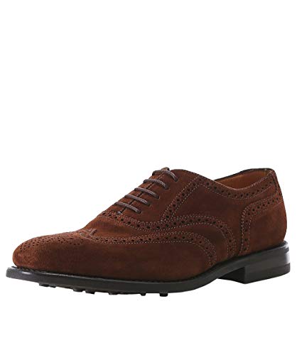 Loake Men's Suede Oxford Brogues Dark Brown 8
