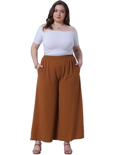 Agnes Orinda Plus Size Palazzo Pants for Women Wide Leg with Pockets Casual Summer Pants3