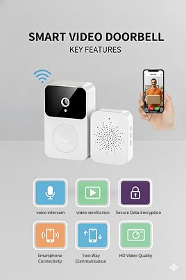 Smart Video Door Bell with Camera for Home Security |Wireless Connectivity | HD Resolution | Smart Notifications | 2 Way Audio | Night Vision | Door Camera with Battery. - Image 7