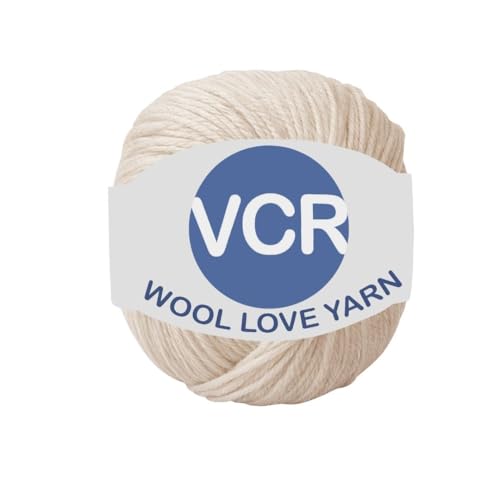 Image of VCR Light Beige Yarn, 25 Grams Hank, 85 Meters Length, 100% Merino Wool, Pack of 1, Shrink-Resistant Soft, Warm and Premium Wool Yarn for Knitting, Crochet and Craft Projects