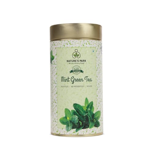 Image of Nature's Park - Mint Green Tea - 100gm Loose Leaves - Supports Digestion & Boosts Immunity - Stress Relief & Relaxation - Cool & Refreshing - Made with 100% Loose Leaf & Mint - Peppermint Herbal Tea