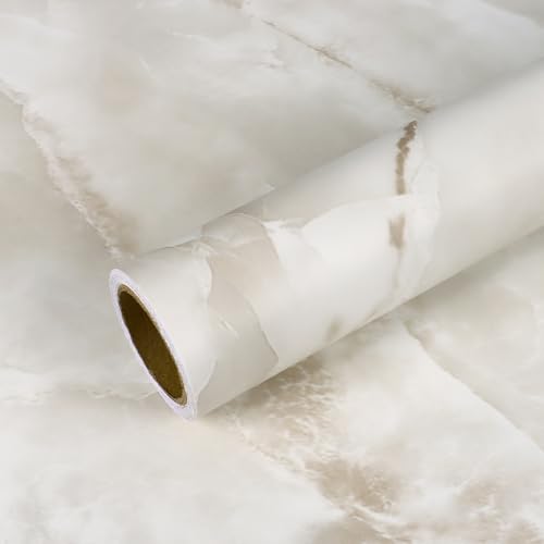 VEELIKE Wide Cream Onyx Marble Contact Paper