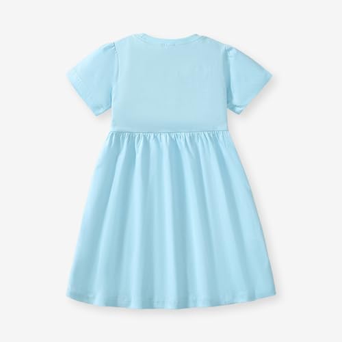 Image of HILEELANG Toddler Girl Short Sleeve Easter Dress Cotton Casual Jersey Shirt Playwear Applique Dress