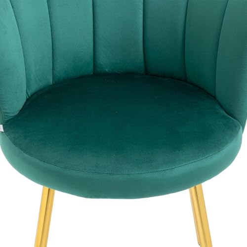 Image of Set of 2 Accent Chair for Living Room | Modern Armchair in Soft Velvet Fabric with Sturdy Legs | Premium Chair for Home Living Room Bedroom Restaurent | (Flower Design, Green)