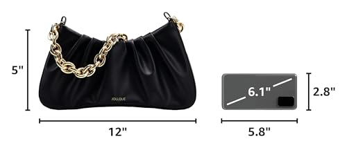 Image of JOLLQUE Shoulder Bag for Women,Small Leather Dumpling Bags Handbag Purse,Gold Chain Evening Clutch Purses