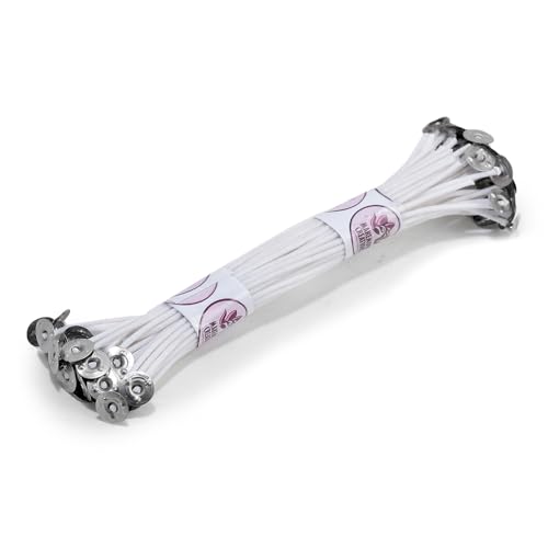 Image of Candle Wicks for Candle Making -7 inch 150 Pieces White Pre-Waxed Cotton Wicks with Metal Sustainer for DIY, Christmas and Diwali Celebrations