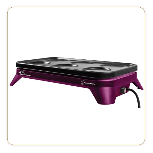 LITTLE BALANCE 8498 Panqueques Party 1500-6, Aparato para tortitas y mini panqueques con placa extraíble, 6 personas, 1500 W, Ciruela
