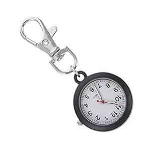 Krankenschwester Uhr Schlüsselanhänger Clip Taschenuhr: Schwesternuhr mit Clip Schwarz Arzt Fob Uhr Edelstahl Sanitäter Krankenpfleger Kitteluh-Zifferblattfarbe Schriftfarbe ist zufällig
