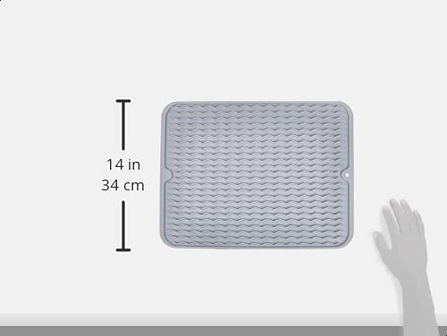 AmazonCommercial Silicone Dish, Sink Drying Mat, Reusable, Easy to Drain and Clean, 15.8 x 12-Inches