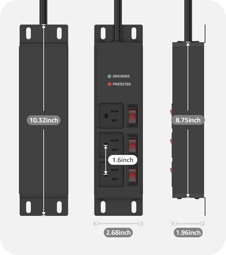 Image of CCCEI 3 Outlets Heavy Duty Surge Protector, 12 Gauge, Black, 15FT, 1