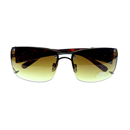 Mi Amore UV protection Semi-Rimless-Sunglasses Tortoise-Shell & Yellow Colored #39372