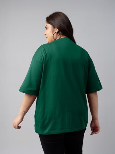 Image of JUNEBERRY 100% Pure Cotton Oversized Baggy Fit Cool Front Chest Graphic Printed Half Sleeve Plus Size T-Shirt for Women & Girls (Sizes: 2XL to 5XL)