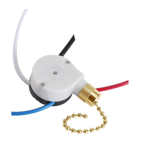 KESOTO Interruttore a Catena per Lampade E Ventilatori, 3 Velocità, 4 Fili, Oro