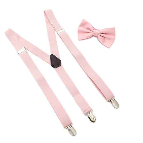 Man of Men Bowtie and Suspender Set for Men Mens Blush Pink Suspenders Bow Ties and Suspenders Boys Women Tirantes Para Hombre One Size Fits Most
