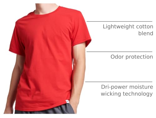 Image of Russell Athletic Mens Dri-Power Short Sleeve Tees, Moisture Wicking, Odor Protection, UPF 30+, Sizes S-4x