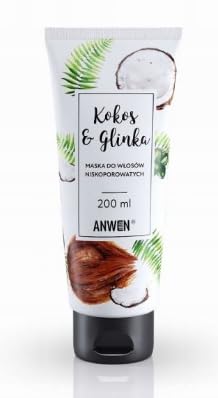 Anwen Maseczka do włosów z kokosowego gliny do włosów o niskiej porowatości, 200 ml, długa żywotność