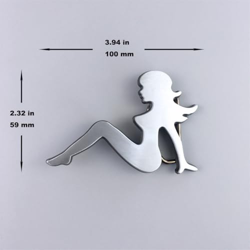Image of JEAN'S FRIEND Antique Brushed Silver Trucker Girl Mudflap Girl Belt Buckle