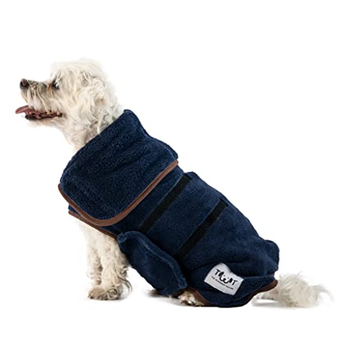 Mutt And Bailey Hund Trockenmantel – Saugstarkes Mikrofaser-Handtuch Als Bademantel (M/L, Sandringham Blau)