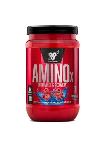 BSN Amino X Muscle Recovery & Endurance Powder with BCAAs 10 Grams of Amino Acids Keto Friendly Caffeine-Free Support Endurance Zero Sugar Blue Raz 30 servings 15.34 Ounce (Packaging May Vary)