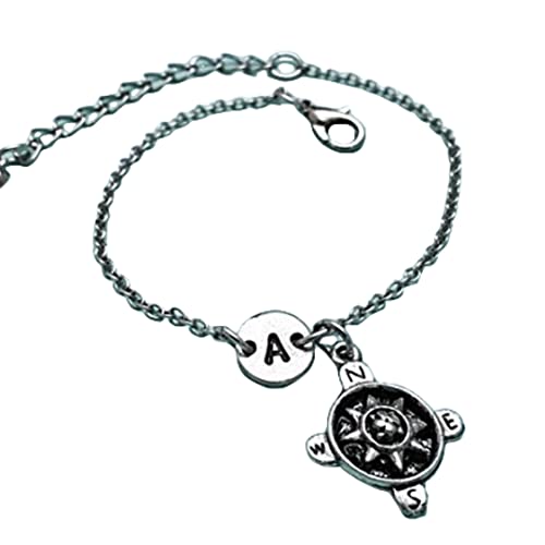 Compass charm bracelet, compass charm, adjustable bracelet
