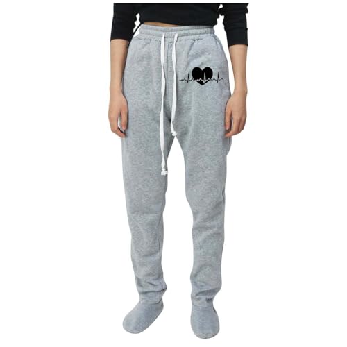 Adult Footed Sweatpants,Extremely Soft and Warm Footing Pajama Pants Drawstring Elastic Waisted Trousers with Fleece Lined