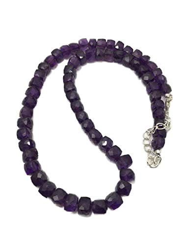 Collar de cuentas de amatista natural facetada, 6,5 mm a 7,5 mm, 40,6 cm, collar morado, cuentas de piedras semipreciosas código-HIGH-70172
