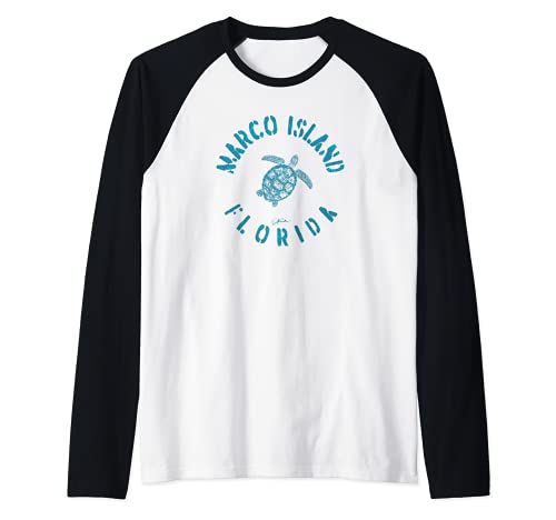 JCombs: Marco Island, FL, Sea Turtle Raglan Baseball Tee, Black