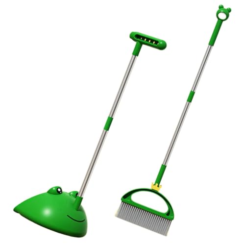 SOLUSTRE 1 Set Cartoon Broom and Dustpan Long Handle Floor Cleaning Tools for Home Use Ergonomic Design for Indoor and Outdoor Cleaning