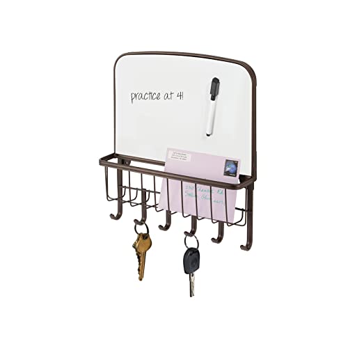 mDesign range courrier et boite à clés en acier - pour le rangement de vos clefs, lettres et brochures - avec un tableau blanc - porte courrier mural - bronze