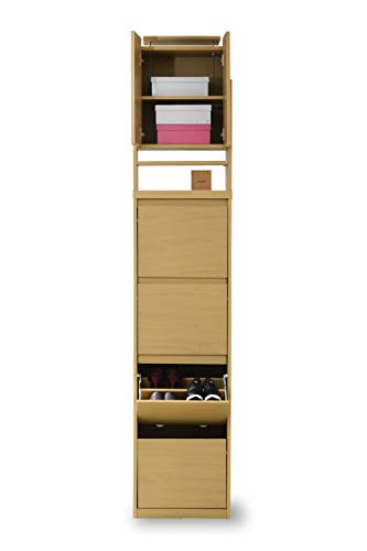 JKプラン 靴箱 シューズラック 最大24足収納できる 4段 幅49 高さ237~250 奥行29 下駄箱 靴 玄関 収納 薄型 つっぱり 省スペース フラップ スリム おしゃれ ホワイト MHV-0017SET-NA