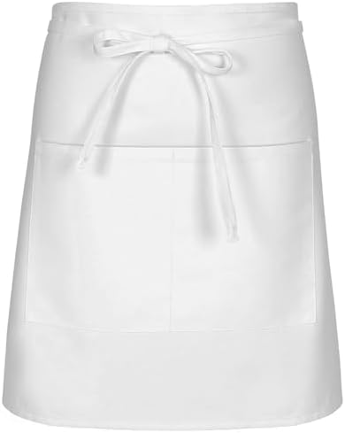SUNRISE Kitchen Supply White Half Bistro Apron, 19" L By 27" W