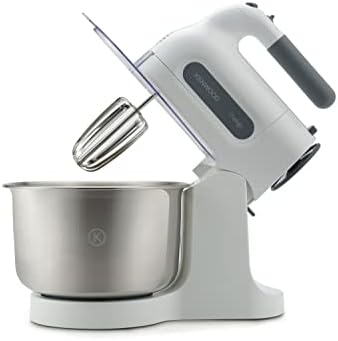 Kenwood Chefette HM680 Hand Mixer with Stainless steel Bowl, 5 speeds and pulse function,Stainless steel beaters and kneaders, 350W- White