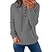 Kenhansion Womens Casual Button Down Hoodies Drawstring Long Sleeve Pullover Hooded Fall Fashion Sweatshirt Outfits Clothes (Grey,Large)