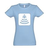 Kiwistar - T-Shirt tailliert - Damen - himmelblau - W-LAN Verbindung Piktogramme - mit Motiv Bedruckt - Funshirt Design - Sport - Freizeit - Damen - S