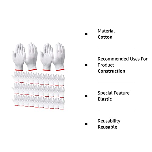 Satinior 36 Pairs Hand Work Gloves White Cotton Liners Gloves Safety Work Gloves Liners Men Women Cotton Bbq Gloves (Red Edging), One Size #TOP7